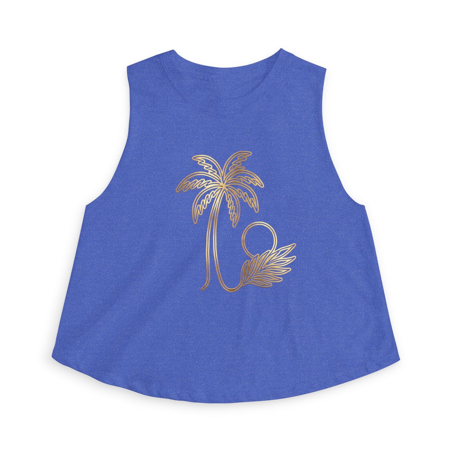 Palm Tree Sun Foil Crop Top — Tropical Gold Beach Tank