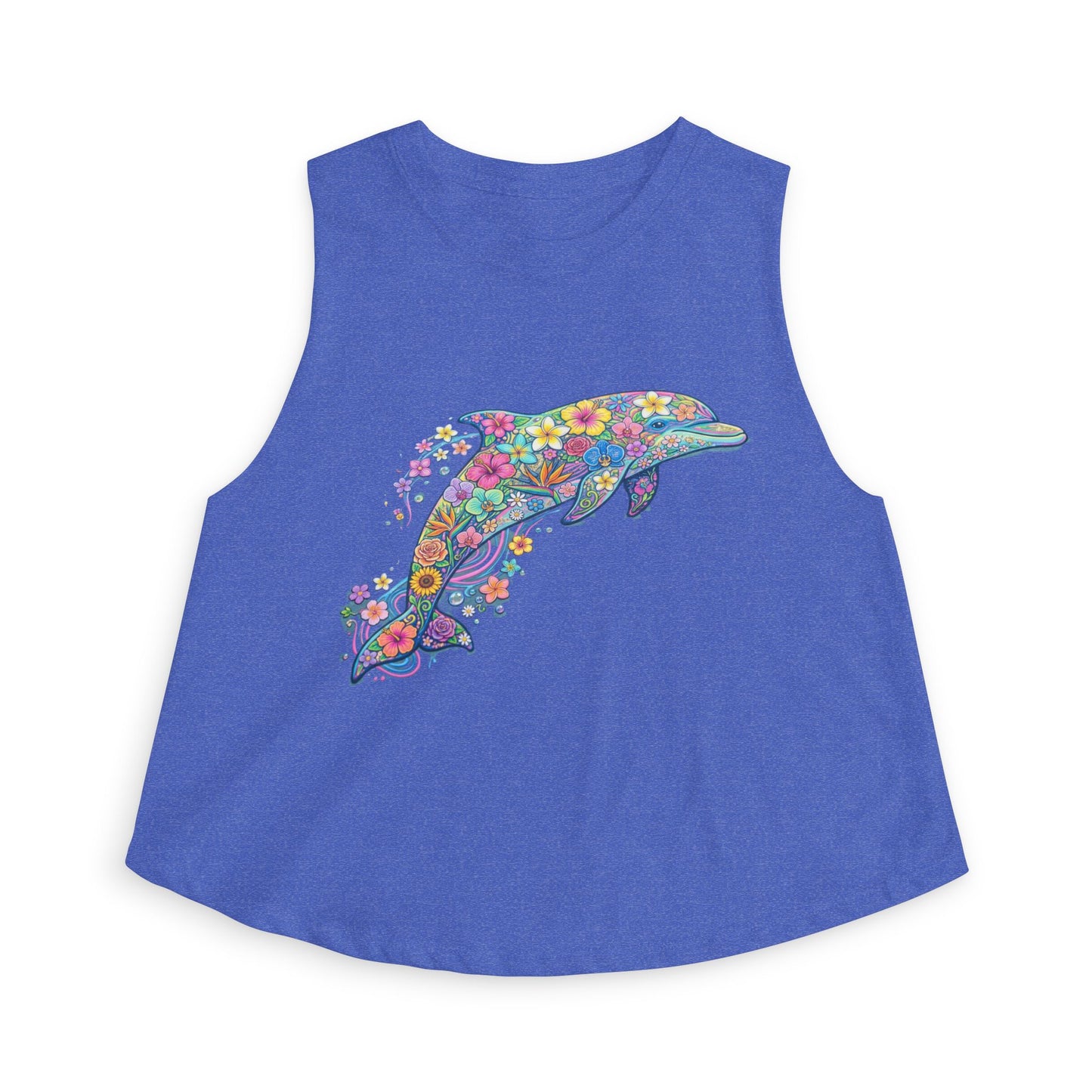 Floral Dolphin Crop Top — Women's Boho Summer Tank.